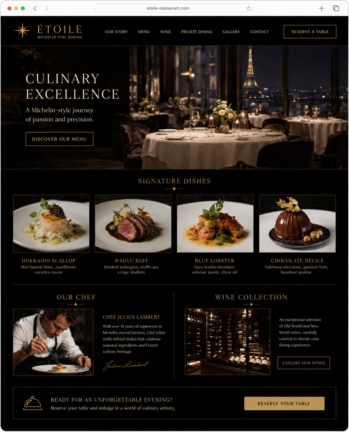 Restaurant website preview
